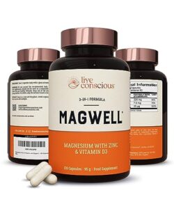 Live Conscious MagWell Magnesium Supplement with Zinc & Vitamin D3 - Magnesium Complex with Bisglycinate