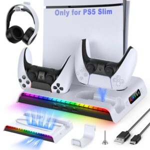 FYOUNG Cooling Stand for PS5 Slim Console with Controller Charging Station