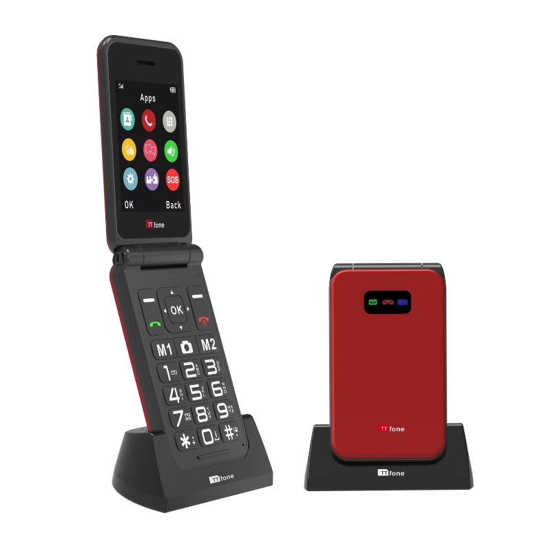 TTfone TT760 Flip 4G Big Button Mobile Phone for the Elderly with Emergency Assistance button Unlocked Basic Mobile Phone (Red