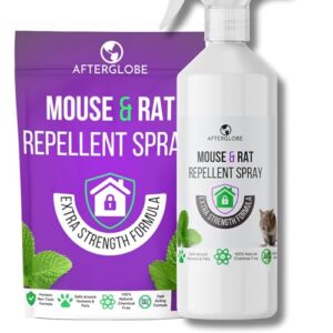 Afterglobe Mice Repellent Spray - Peppermint Oil Mouse and Rat Deterrent - Get Rid of Mice & Rodents Fast Non-Toxic and Safe Around Dogs Not Poison Rodent Repelle