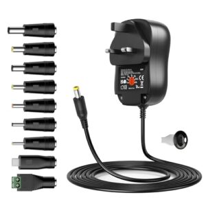 Outtag 5-15V Universal Power Adapter Multi Voltage DC Power Supply for Household Devices CCTV Camera Monitor Alexa Echo Dot Speaker Tablet Radio E-Reader Exercise Bike LED Light TV Box Router Kindle