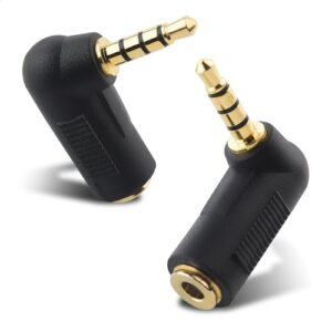 Cable Matters 2-Pack Right Angle 3.5mm Adapter in Black (Mini Jack Right Angle Adapter