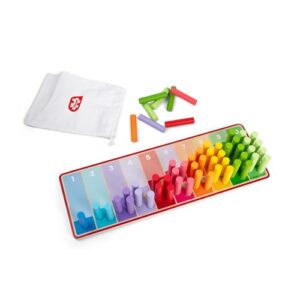 Bigjigs Toys Rainbow Counting Sticks - 55pc Wooden Number Pegs Board