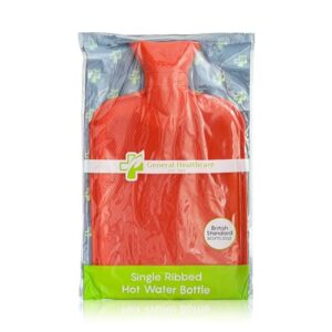 General Healthcare Rubber Hot Water Bottle - Single Ribbed - 2 Litre (British Standard)