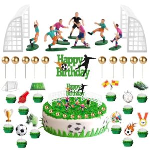 Football Cake Toppers for Boys Girls Football Cake Decorations for Men Football Cake Topper Happy Birthday Cake Decorations Gold Ball Cake Toppers Birthday Football Cupcake Toppers Theme Party