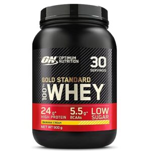 Optimum Nutrition Gold Standard 100% Whey Muscle Building and Recovery Protein Powder With Naturally Occurring Glutamine and BCAA Amino Acids