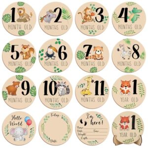 HOWAF Wooden Baby Milestone Cards