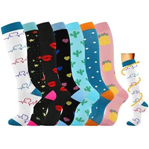 7 Pairs Compression Socks for Women & Men 15-20 mmHg is Best Athletic & Medical for Running Flight Travel Nurses