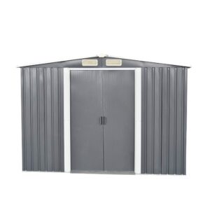 Panana Metal Garden Shed Storage Sheds Heavy Duty Outdoor FREE Base Foundation Green/Grey Color (8x6 Grey)