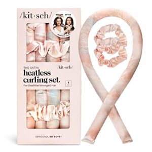Kitsch Satin Heatless Curling Rod Headband - Heatless Curlers Set for Heatless Curls | Heatless Hair Curler for Voluminous Hair | Hair Curlers No Heat | Heatless Hair Curlers Set (SunsetTieDye)