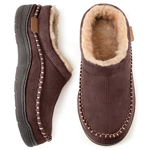 Zigzagger Men's Fuzzy Moccasin Slippers Indoor/Outdoor Fluffy House Shoes