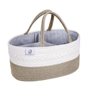 KiddyCare Nappy Caddy Tote Basket with Dividers for Baby Boy/Girl | Diaper Caddy with Shoulder Strap