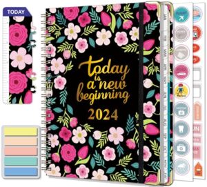 2024 Diary- A5 Week to View Dated Academic Planner - (January to December 2024) - With 250 Sticky Notes - Simplicity Inspires Productivity Suitable for School