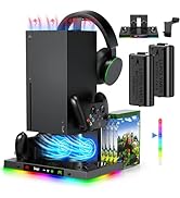 Upgraded Cooling Stand for Xbox Series S with RGB LED Light, Dual Controller Charging Station for...