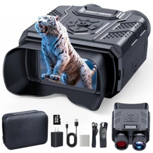 Night Vision Goggles for 100% Darkness: 4K Rechargeable Night Vision Binoculars with 8X Digital Zoom/3.5'' LCD/32GB TF Card