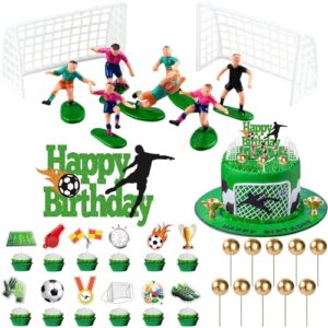 Football Cake Toppers for Boys Girls Men Football Cake Decorations Players Football Cake Topper Soccer Cake Topper Decorations Happy Birthday Football Cupcake Toppers Theme Party Supplies Decoratio