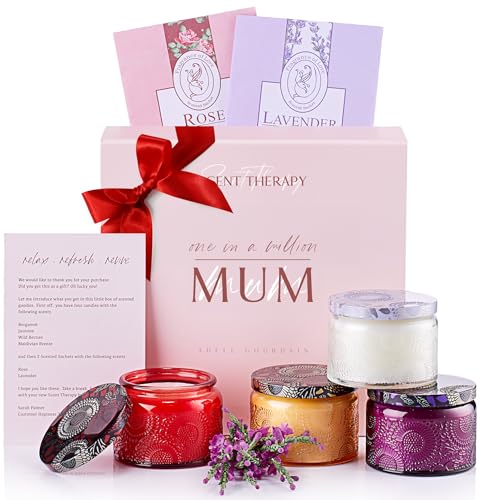 Scented Candle Gifts for Mum - 4 Long Lasting Aromatherapy Candles Mum Gifts - Candle Gift Set for Mother's Day & Birthday Presents for Mum            [Energy Class A]