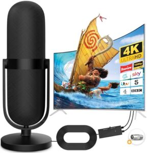 2023 Upgrade TV Aerial - Indoor TV Aerial 480 Miles Range Reception with Amplifier Signal Booster