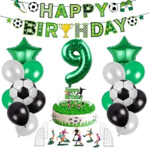 Football Birthday Decorations Age 9 Boys Birthday Decoration Football Balloons for Boys Kids 9th Birthday Football Party Decorations Football Cake Toppers Cupcake Football Birthday Banner Theme Party