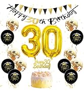 Black and Gold 21st Birthday Decorations, Gold and Black Birthday Party Decorations for Boys Girl...