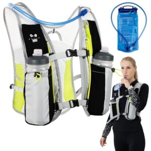 G.B & Mayfair ® | 5L Lightweight Hydration Backpack + 1 x 2L Water Bladder & 2 x 550ml Water Bottles BPA Free Running/Hiking/Cycling | Phone/Card Holder Zipped Pockets | Extra Durable & Waterproof
