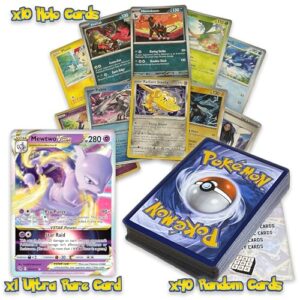Ultimate Shiny Card Bundle - 50 Random Cards Guaranteed 10 Holos + 1 Ultra Rare Card Plus The Toy Box Card Compatible with Pokemon TCG