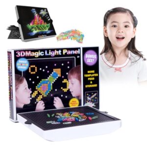 ARVALOLET 296 Pegs Light Bright Game Set Battery Powered Light Bright Game Set Early Educational Learning Toys Fine Motor Skills 3D Pixel Art for Kids Above 3 Years Old