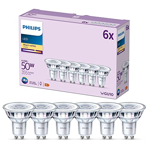 PHILIPS LED Classic Spot Light Bulb 6 Pack [Warm White 2700K - GU10] 50W