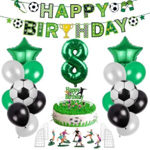 Football Birthday Decorations Age 8 Boys Birthday Decoration Football Balloons for Boys Kids 8th Birthday Football Party Decorations Football Cake Toppers Cupcake Football Birthday Banner Theme Party