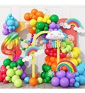 Rainbow 3rd Birthday Party Decoration, 3rd Birthday Decorations for Boys and Girls, 117Pcs Rainbo...