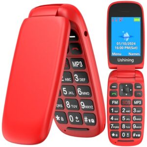 USHINING Unlocked GSM Flip Mobile Phone Big Button Easy to Use