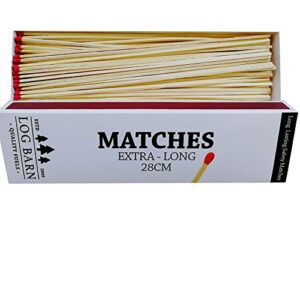 Log-Barn Extra Long Matches 28cm. Pack of 2. 90 Matches per Box. 180 Extra Long Matches Perfect for Lighting Hobs
