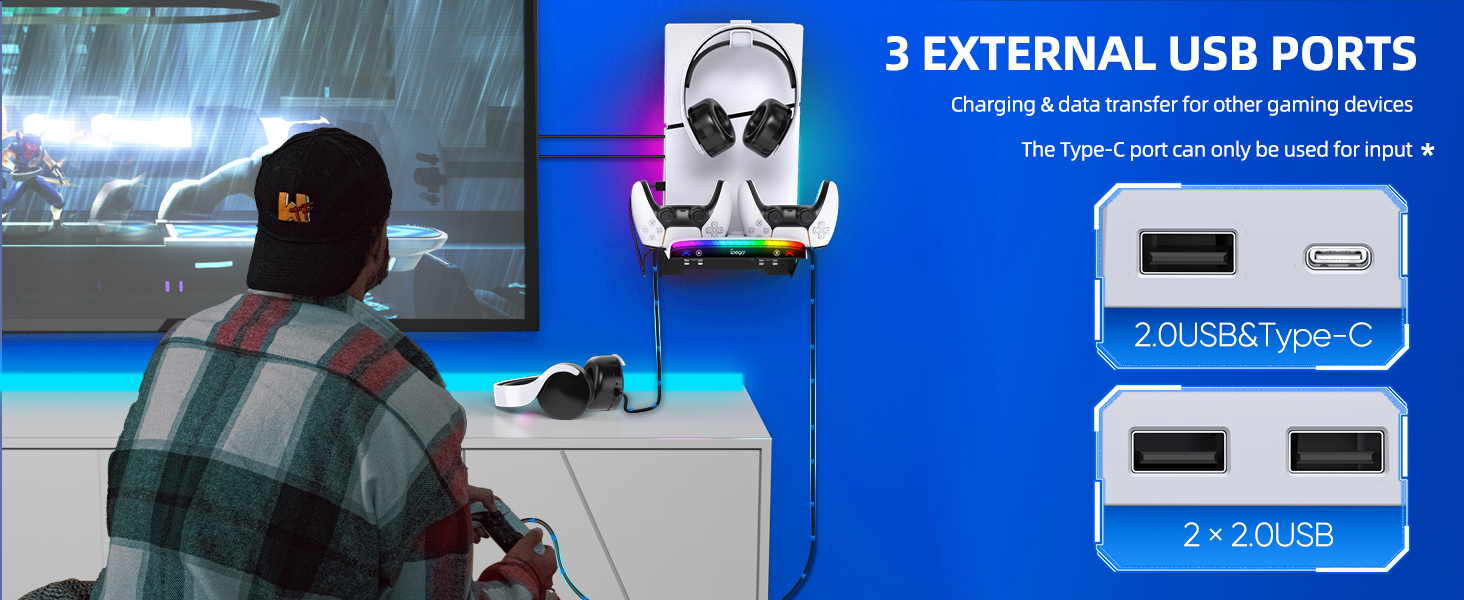 RGB Wall Mount for PS5 Slim 4