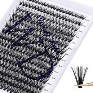 Individual Lashes 300PCS Cluster Lashes Extension C Curl 40D 0.07mm 8-16mm Mixed Lash Clusters Wide Stem Individual Eyelashes Clusters DIY Eyelashes Extensions at Home(Cluster-40D-0.07-C-MIX8-16)