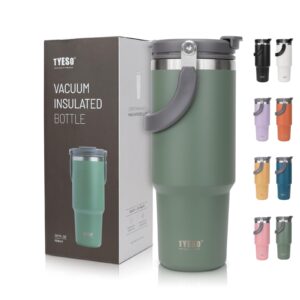 Riley Joy Travel Mug with Handle 30oz Double Wall Stainless Steel Insulated Tumbler with Straw and Lid Leakproof Coffee Mug for Hot Iced Drink