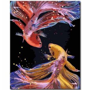 CRAFTiDA Paint by Numbers for Adults Painting by Numbers Kits Crafts for Adults Acrylic Oil Painting Kit Pre-Printed Canvas (Two Goldfish)