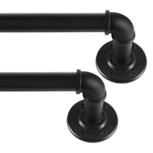 2 Pack Black Curtain Poles Metal