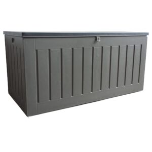 Olsen & Smith 830L MASSIVE Capacity Outdoor Garden Storage Box With Padlock Plastic Shed - Weatherproof & Sit On with Wood Effect Chest (830 Litre