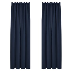 Deconovo Nursery Curtains Pencil Pleat Window Treatments Blackout Curtains Thermal Insulated Curtains Bedroom Curtains for Kids Navy Blue W55 x L87 Inch 2 Panels
