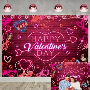Happy Valentines Day Backdrop 8x6FT Red Glitter Heart Valentine's Day Photography Backdrop Valentines Theme Party Decorations Couple Studio Portrait Pictures Shoot Props
