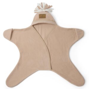 Clair de Lune Star Fleece Baby Wrap Blanket Oatmeal (6-12Months)