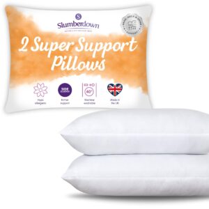 Slumberdown Pillows 2 Pack - Super Support Firm Side Sleeper Bed Pillows for Neck and Shoulder Pain Relief - Comfy & Supportive