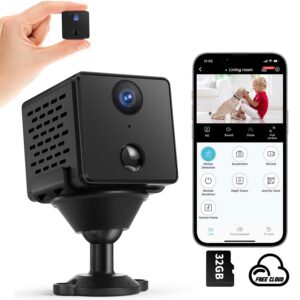 Mini Spy Hidden Camera | Free Cloud&SD Card Storage | Smallest 4K HD Wifi Indoor Camera for Home Security | Day and Night Video