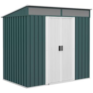 Outsunny 6.5 x 4FT Galvanised Metal Garden Shed with Foundation