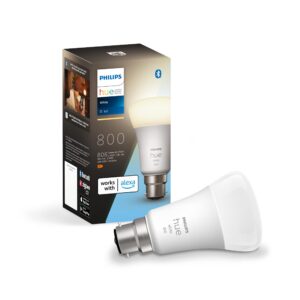 Philips Hue White LED Smart Light Bulb 1 Pack [B22 Bayonet Cap] Warm White - for Indoor Home Lighting