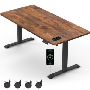 KAIMENG Electric Standing Desk 160x80cm with USB Charging Height Adjustable Sit Stand Desk