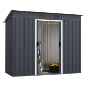 COSTWAY 7 x 3.6FT Galvanized Metal Garden Shed