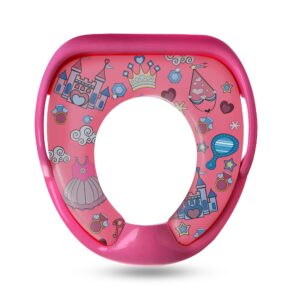 Cute Design Soft Padded Potty Toilet Training Seat with Handles Secure Fit and Lightweight Portable for Travel and Easy to Clean Design for Toddlers Kids Children (Style - 4)