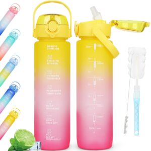 AOPREL 1L Water Bottles BPA Free Sports Drinking Bottle with Straw