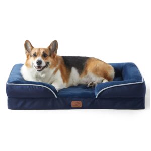 Bedsure Large Dog Sofa Bed - Washable Orthopedic Dog Beds and Couch with Removable Flannel Zipper Cover